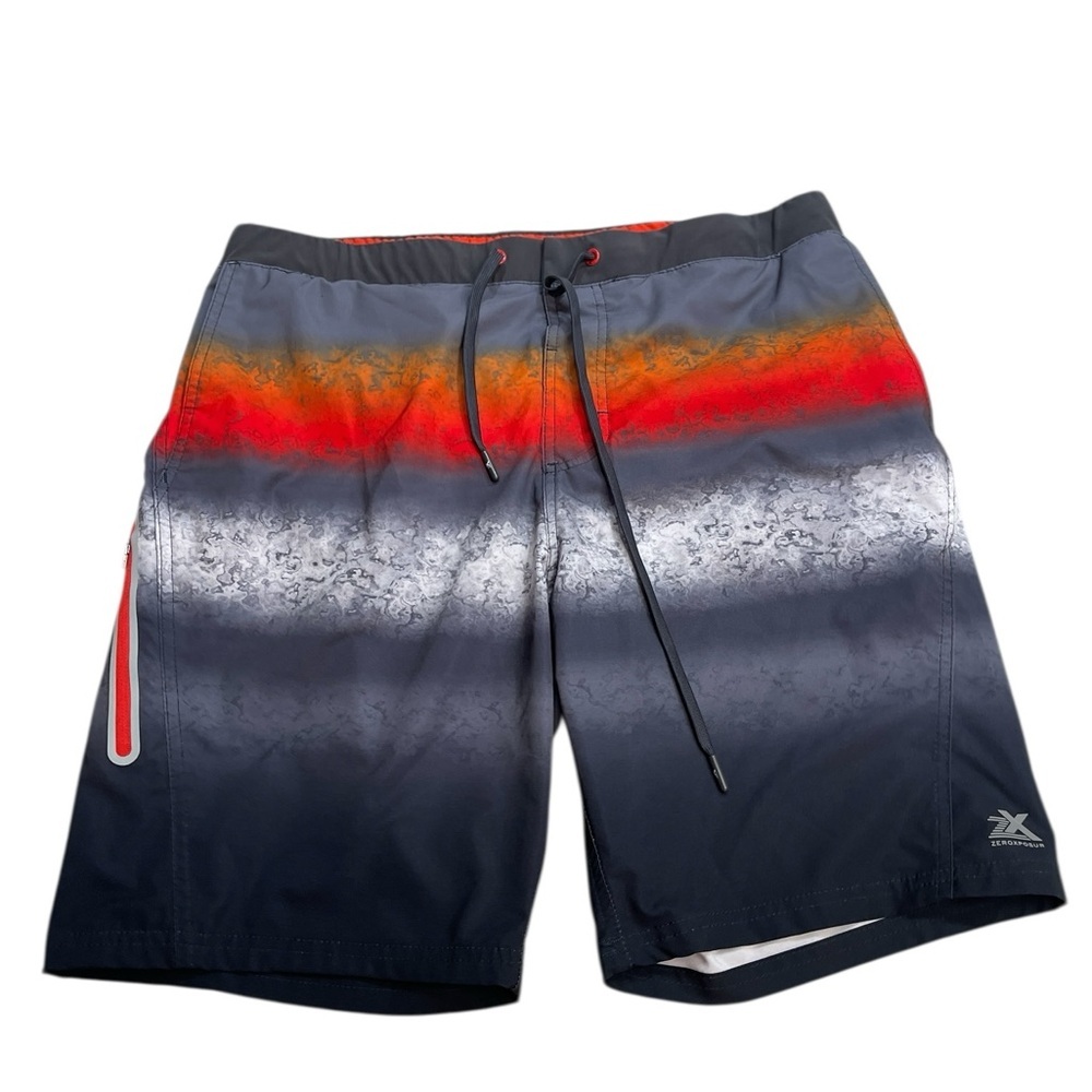 ZeroXposur Gradient Red Gray Men’s Swim Trunks Size Large